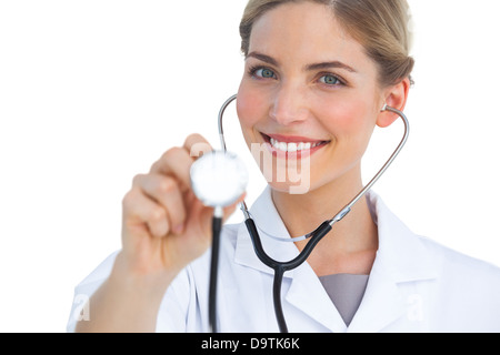 Nurse using stethoscope Stock Photo - Alamy