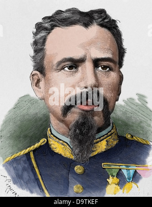 Arsenio Martinez Campos (1831-1900). Spanish military. Engraving in The Spanish and American Illustration, 1879. Colored. Stock Photo