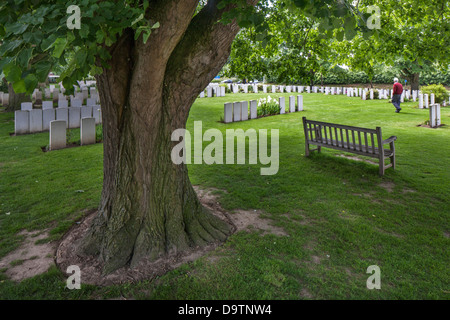 Essex Farm Cemetery, WWI burial ground for First World War One British soldiers at Boezinge, West Flanders, Belgium Stock Photo