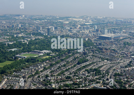 Aerial image of Swalec cricket stadium and Cardiff City centre and Millenium stadium Stock Photo