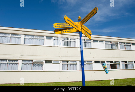 Directions sign at Pontin's Holiday Camp, Camber Sands, East Sussex, UK Stock Photo
