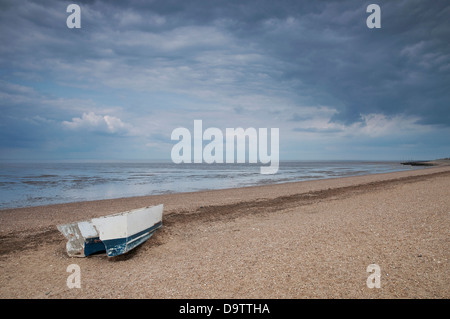 abandoned boat on heacham beach, west norfolk, england Stock Photo