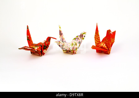 Japanese paper cranes Stock Photo