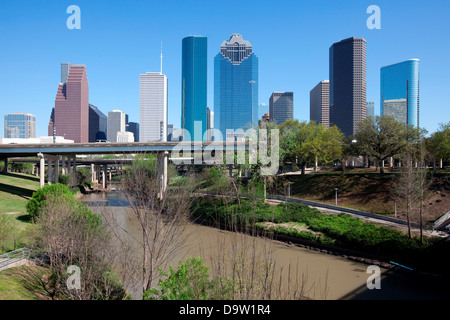 Buffalo Bayou and Houston Skyline Stock Photo