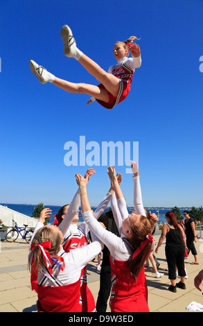 Cheerleader-Group at Kiel Week, Kiel, Schleswig-Holstein, Germany, Europe Stock Photo