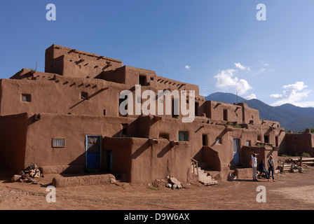 Old Indian Pueblo made of adobe in Martinez Hacienda, Taos County, New Mexico, USA Stock Photo