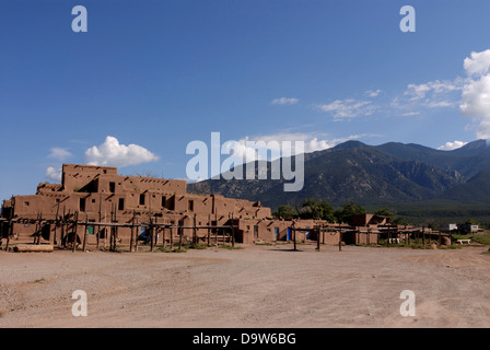 Old Indian Pueblo made of adobe in Martinez Hacienda, Taos County, New Mexico, USA Stock Photo