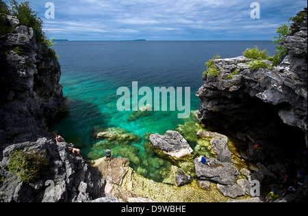 Looking down at the Grotto in Bruce Peninsula National Park in Ontario, Canada. Stock Photo