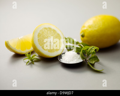 Slice Of Fresh Lemon On White Background Stock Photo - Alamy