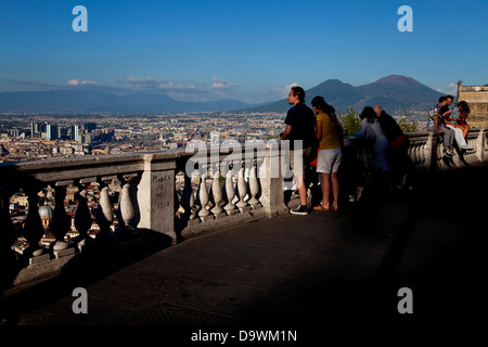 View of the city with Mount Vesuvius, Vesuvio, Naples, Napoli, Campania, Italy, Italia Stock Photo