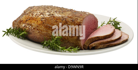 prepared sliced beef eye round roast Stock Photo