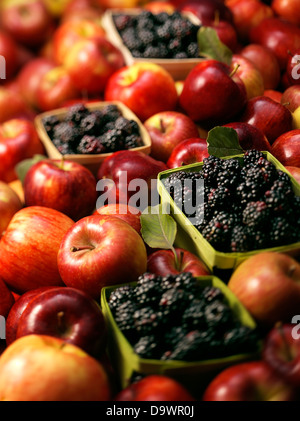 apple and blackberry stand Stock Photo