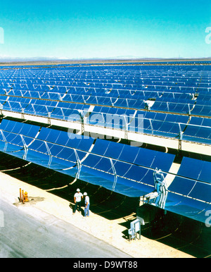 The world's largest solar power facility comprised of five Solar Electric Generating Stations generating power for 232, 500 homes June 20, 1999 in Kramer Junction, CA. Stock Photo