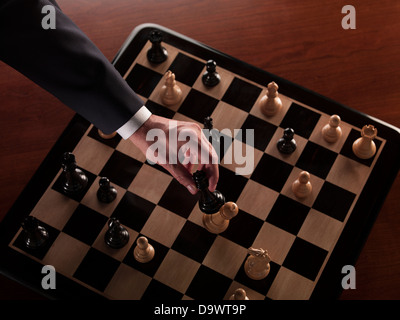 man playing chess Stock Photo