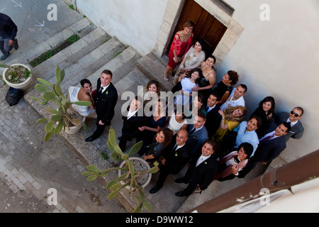 Italian people at wedding in the baroque town of Ragusa Ibla, Sicily, Sicilia, Italy, Italia Stock Photo