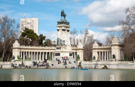 MADRID - MARCH 9: Monument of Alfonso XII in Buen Retiro park Stock Photo