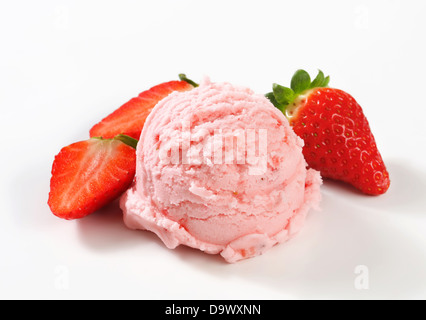 Scoop of strawberry ice cream - studio shot Stock Photo