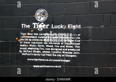 Tiger Beer lucky eight mural representing fire Stock Photo