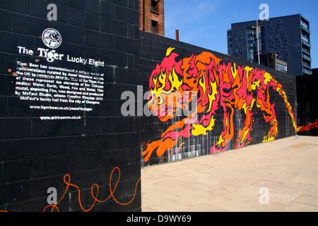 Tiger Beer lucky eight mural representing fire Stock Photo