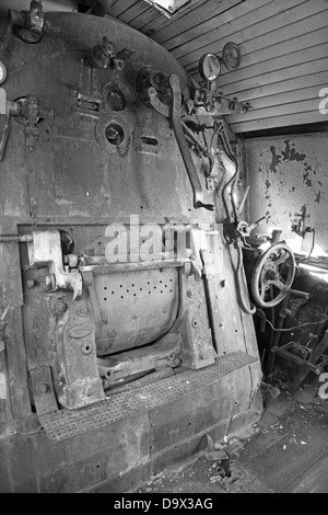 machine room of old locomotive Stock Photo