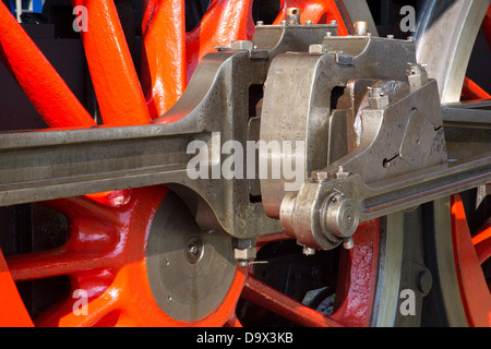 detail of driving rod mechanism on old steam locomotive Stock Photo