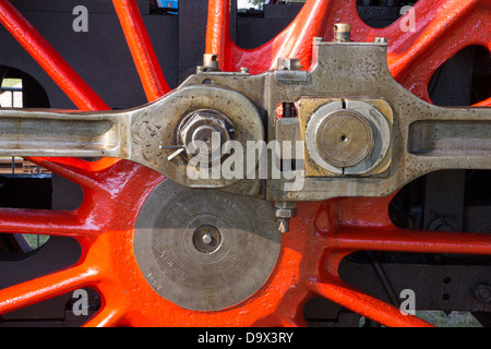 detail of driving rod mechanism on old steam locomotive Stock Photo