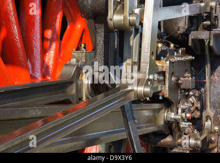 detail of driving rod mechanism on old steam locomotive Stock Photo