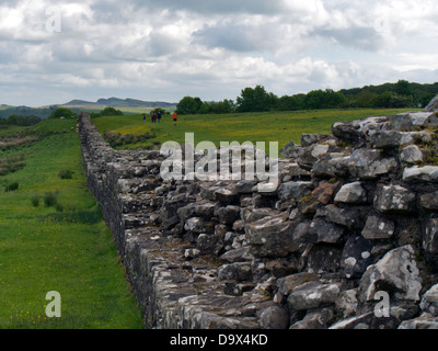 Hadrian's Wall near Chesters Roman Fort, Northumberland, UK - taken from a public right of way Stock Photo