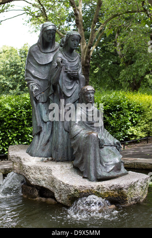 Fountain with three statues in St. Stephen's Green, Dublin, Ireland. Stock Photo