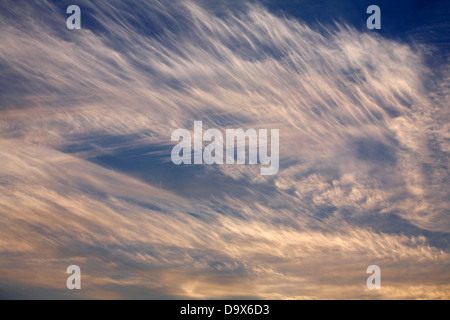 mares tail cirrus cloud cloudscape at Hengistbury Head, Dorset in June Stock Photo