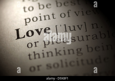 Dictionary definition of the word Love. Stock Photo