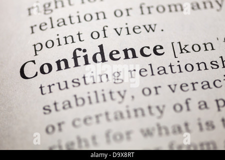 Dictionary definition of the word confidence. Stock Photo
