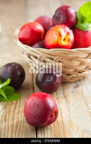 Fresh fruits. Peaches, plums and nectarines Stock Photo