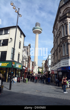 View along Richmond St of the Radio City Tower in the city of Liverpool Stock Photo