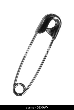 Safety pin macro detail isolated with clipping path. Stock Photo