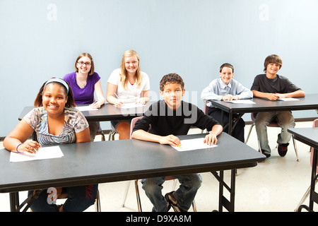 Classroom of diverse students. Wide shot with plenty of room for text.  Stock Photo