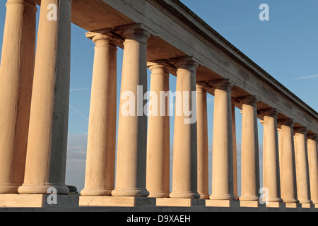 The front colonnade of the Pozieres Memorial in the Pozieres British Cemetery, Ovillers-La Boisselle, Somme, France. Stock Photo