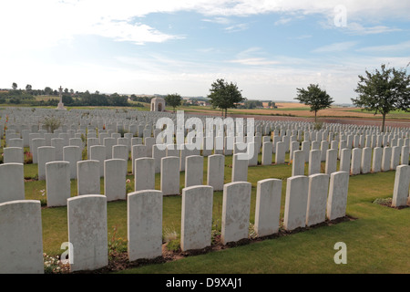 General view across the CWGC Ovillers Military Cemetery, near Albert ,Somme, Picardy, France. Stock Photo