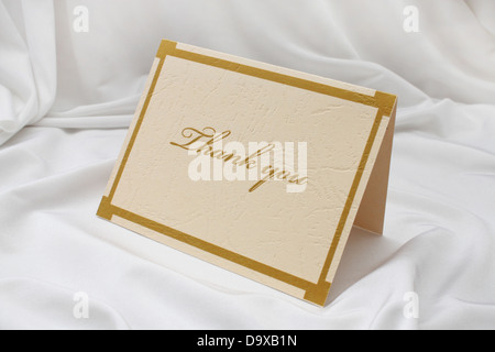 Thank you text on card Stock Photo