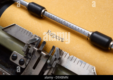 Report on typewriter Stock Photo