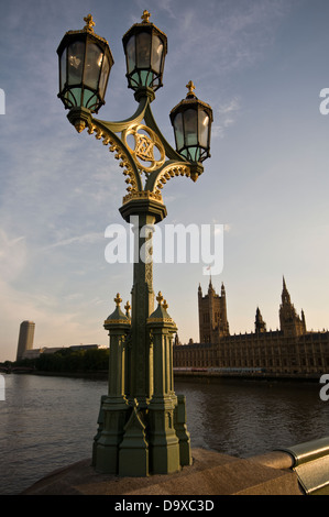 Lamp standard on Westminster Bridge, London. Stock Photo