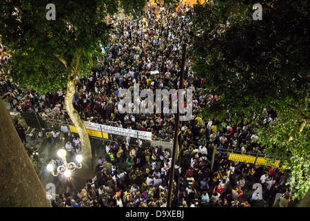 Plenary in students and popular social movements. Fight against increased bus fare. Protests in Rio de Janeiro Stock Photo