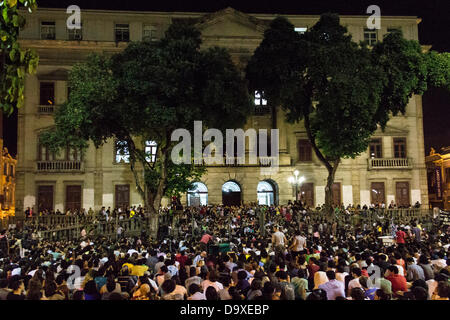 Plenary in students and popular social movements. Fight against increased bus fare. Protests in Rio de Janeiro Stock Photo