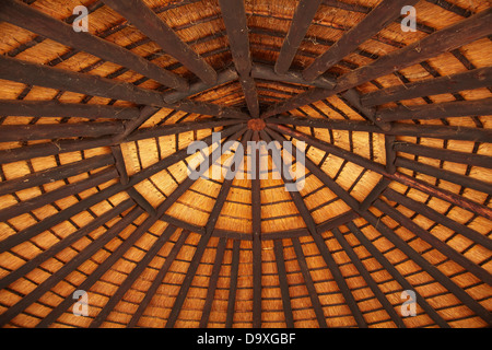 Inside of thatched rondavel, Skukuza Rest Camp, Kruger National Park, South Africa Stock Photo