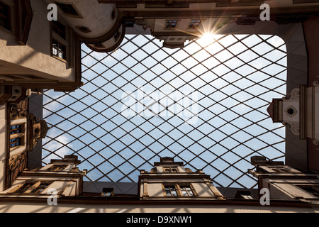 glass roof skylight in an ancient castle Stock Photo
