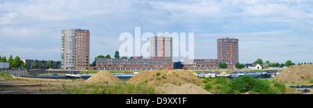 panoramic view of three identical residential apartments in Nijmegen, Netherlands Stock Photo