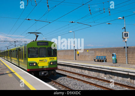 DART train at railway station Howth peninsula near Dublin Ireland Europe Stock Photo