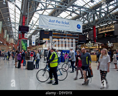 Interior of Marylebone Train Station during rush hour, London, England, United Kingdom Stock Photo