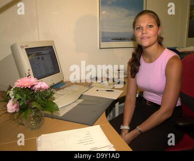 Victoria of Sweden at her desk in the office of the Swedish export council in Berlin. Stock Photo