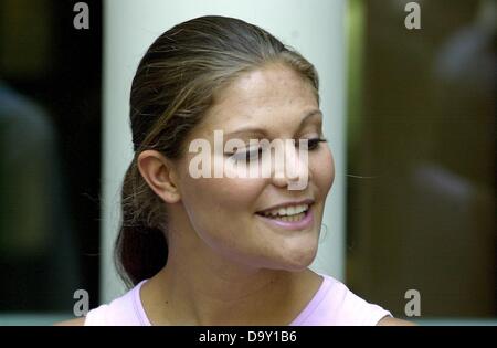 Victoria of Sweden at her desk in the office of the Swedish export council in Berlin. Stock Photo